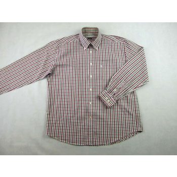   BARBOUR FÉRFI (XL) ELEGÁNS HOSSZÚ UJJÚ BORDÓ-FEHÉR-PASZTELL-ZÖLD APRÓ KOCKÁS ING