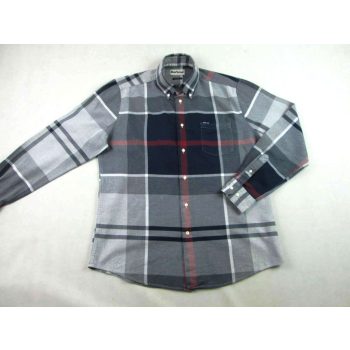   BARBOUR FÉRFI (L / XL) ELEGÁNS SÖTÉTKÉK-SZÜRKE KOCKÁS HOSSZÚ UJJÚ ING