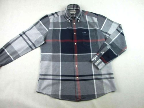 BARBOUR FÉRFI (L / XL) ELEGÁNS SÖTÉTKÉK-SZÜRKE KOCKÁS HOSSZÚ UJJÚ ING