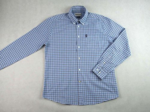 BARBOUR FÉRFI (L) ELEGÁNS VILÁGOSKÉK-SÖTÉTSZÜRKE-FEHÉR APRÓ KOCKÁS HOSSZÚ UJJÚ ING