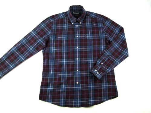 BARBOUR FÉRFI (L) LILA-BORDÓ-SÖTÉTSZÜRKE ELEGÁNS KOCKÁS HOSSZÚ UJJÚ ING