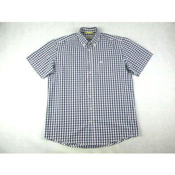   CAMEL ACTIVE FÉRFI (L / XL) ELEGÁNS FEHÉR-SÖTÉTKÉK APRÓ KOCKÁS RÖVID UJJÚ ING