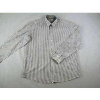   CAMEL ACTIVE FÉRFI (XL) ELEGÁNS HOSSZÚ UJJÚ SZÜRKE-FEHÉR VÉKONY CSÍKOS ING