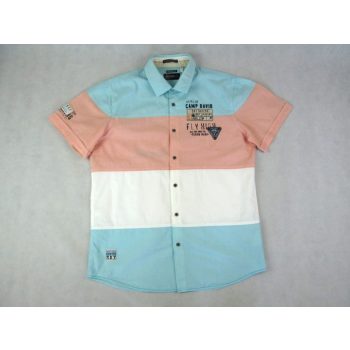   CAMP DAVID ELEGÁNS KÖNNYED FEHÉR-KÉK RÖVID UJJÚ FÉRFI (M) ING
