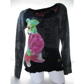 DESIGUAL HOSSZÚ UJJÚ NŐI (M) FEKETE-SZÜRKE SZUPER FELSŐ