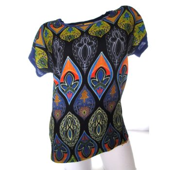 DESIGUAL (S) RÖVID LILA-FEKETE UJJÚ NŐI SZUPER FELSŐ