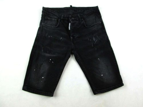 DSQUARED2 FÉRFI (M - W32 - 42-ES) FEKETE RUGALMAS KOPTATOTT FARMER RÖVIDNADRÁG / TÉRDNADRÁG
