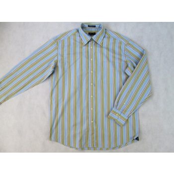   GANT DRESS FIT ELEGÁNS VILÁGOSKÉK-PASZTELL-ZÖLD CSÍKOS HOSSZÚ UJJÚ FÉRFI (L) ING