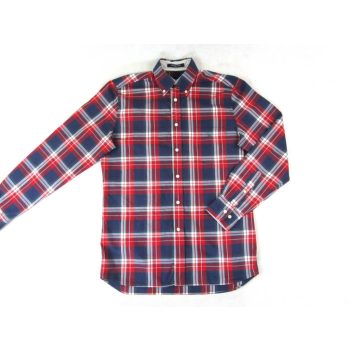   GANT ELEGÁNS SÖTÉTKÉK-PIROS KOCKÁS HOSSZÚ UJJÚ FÉRFI (S) ING