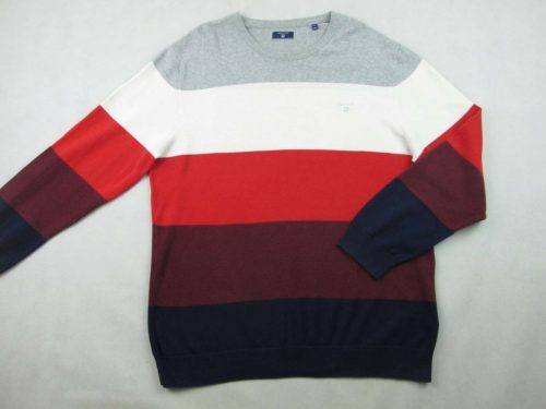 GANT FÉRFI (2XL) SZÜRKE-PIROS-SÖTÉTKÉK HOSSZÚ UJJÚ ELEGÁNS PULÓVER