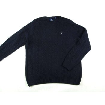   GANT NŐI (XL / 2XL) ELEGÁNS RUGALMAS SÖTÉTKÉK CSAVART MINTÁS GYAPJÚ PULÓVER