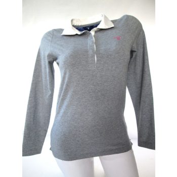   GANT RUGALMAS ANYAGÚ NŐI (XS) SZÜRKE 3/4-es UJJÚ GALLÉROS PÓLÓ