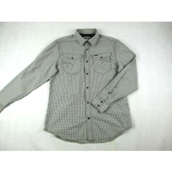   G-STAR RAW FÉRFI (L / XL) ELEGÁNS FEKETE-FEHÉR APRÓ KOCKÁS HOSSZÚ UJJÚ ING