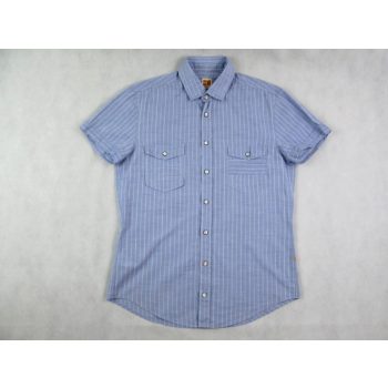   HUGO BOSS ELEGÁNS VILÁGOSKÉK CSÍKOS RÖVID UJJÚ FÉRFI (M) ING