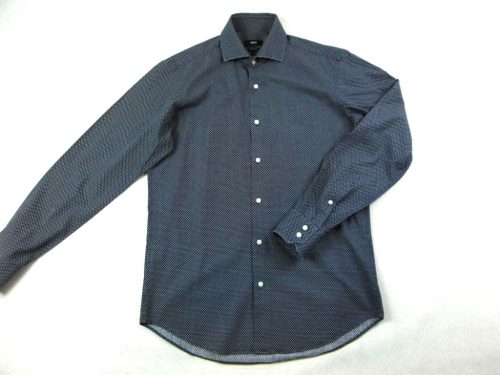 HUGO BOSS FÉRFI (M) ELEGÁNS HOSSZÚ UJJÚ SÖTÉTSZÜRKE APRÓ PÖTTYÖS ING