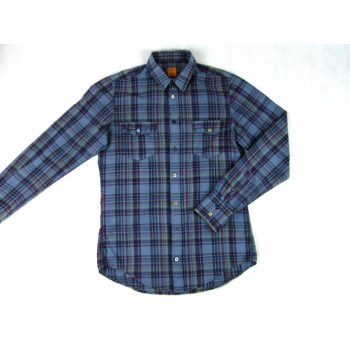   HUGO BOSS KÉK-SÖTÉTKÉK KOCKÁS ELEGÁNS HOSSZÚ UJJÚ FÉRFI (S) ING