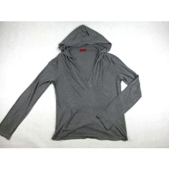   HUGO BOSS NŐI (M) SÖTÉTSZÜRKE HOSSZÚ UJJÚ RUGALMAS KAPUCNIS PULÓVER