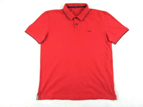 HUGO BOSS SLIM FIT ELEGÁNS RÖVID UJJÚ FÉRFI (L) PIROS GALLÉROS PÓLÓ