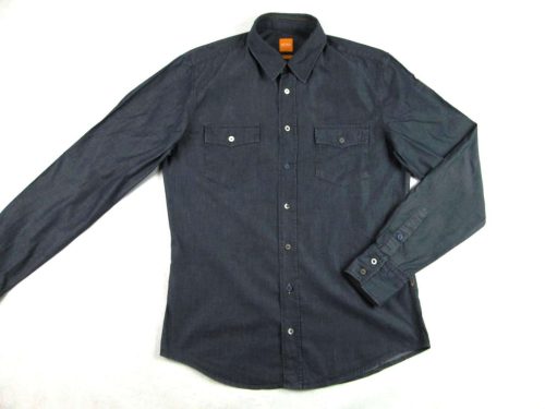 HUGO BOSS SLIM FIT FÉRFI (M) ELEGÁNS HOSSZÚ UJJÚ SÖTÉTSZÜRKE ING
