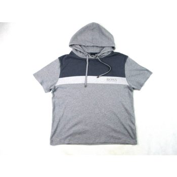   HUGO BOSS SPORTOS RÖVID UJJÚ FÉRFI (S) SZÜRKE-SÖTÉTSZÜRKE RUGALMAS ANYAGÚ KAPUCNIS PÓLÓ