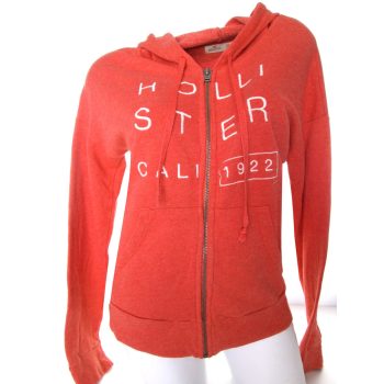   HOLLISTER HOSSZÚ UJJÚ NŐI (XS) KORALL-PASZTEL-PIROS KAPUCNIS PULÓVER KARDIGÁN