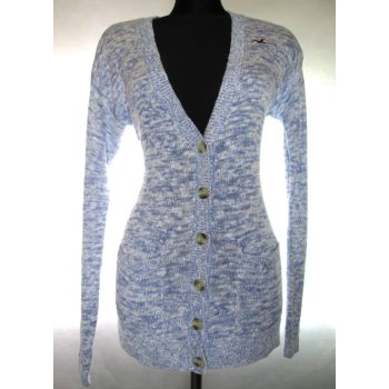   HOLLISTER NŐI (XS) VILÁGOSKÉK RUGALMAS ANYAGÚ KÖNNYED HOSSZÍTOTT KARDIGÁN FELSŐ