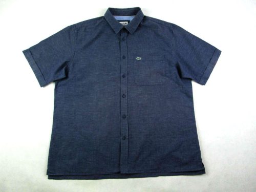 LACOSTE ELEGÁNS RÖVID UJJÚ FÉRFI (XL) SÖTÉTKÉKES-SZÜRKE ING