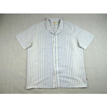   LEVIS ELEGÁNS VILÁGOSKÉK-FEHÉR CSÍKOS RÖVID UJJÚ FÉRFI (XL) LENVÁSZON-PAMUT ING