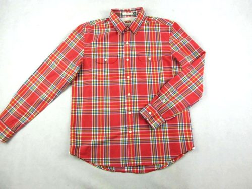 LEVIS FÉRFI (L) ELEGÁNS PASZTELL-PIROS KOCKÁS HOSSZÚ UJJÚ ING
