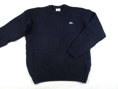 LACOSTE FÉRFI (L / XL) SÖTÉTKÉK ELEGÁNS HOSSZÚ UJJÚ GYAPJÚ PULÓVER