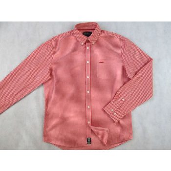   LONG ISLAND HAMPTON FÉRFI (M / L) ELEGÁNS PIROS-FEHÉR APRÓ KOCKÁS HOSSZÚ UJJÚ ING