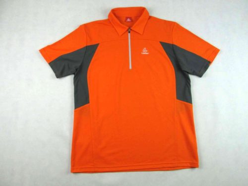 LÖFFLER SPORTOS ELEGÁNS RÖVID UJJÚ FÉRFI (M / L - 50) NARANCSSÁRGA-SZÜRKE LÉLEGZŐ GALLÉROS PÓLÓ