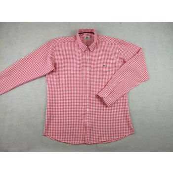   LACOSTE SLIM FIT FÉRFI (L) ELEGÁNS PIROS-FEHÉR APRÓ KOCKÁS HOSSZÚ UJJÚ ING