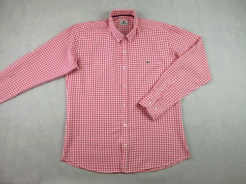 LACOSTE SLIM FIT FÉRFI (L) ELEGÁNS PIROS-FEHÉR APRÓ KOCKÁS HOSSZÚ UJJÚ ING