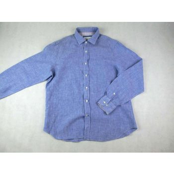   MASSIMO DUTTI FÉRFI (XL) PASZTELL-KÉK KÖNNYED HOSSZÚ UJJÚ LENVÁSZON ING
