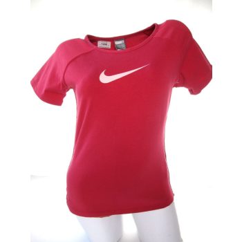   NIKE FITDRY SPORTOS KORALL-CIKLÁMEN RUGALMAS RÖVID UJJÚ NŐI (L) PÓLÓ FELSŐ