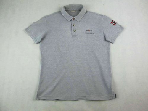 NAPAPIJRI FÉRFI (XL / L) SZÜRKE SPORTOS ELEGÁNS RÖVID UJJÚ GALLÉROS PÓLÓ