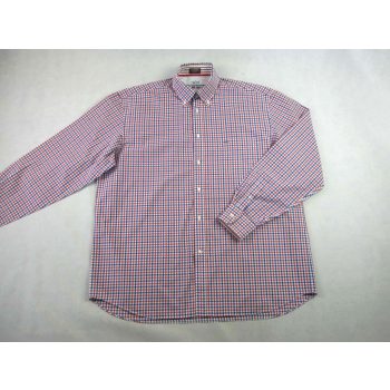   PAUL & SHARK FÉRFI (3XL) HOSSZÚ UJJÚ PIROS-SÖTÉTKÉK-FEHÉR APRÓ KOCKÁS ING