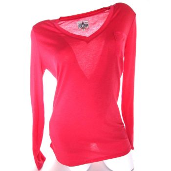   RETRO JEANS HOSSZÚ UJJÚ NŐI (XS) CIKLÁMEN KÖNNYED VÉKONY FELSŐ