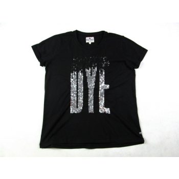   RETRO JEANS RÖVID UJJÚ NŐI (M) FEKETE PÓLÓ KÖNNYED LAZA FELSŐ