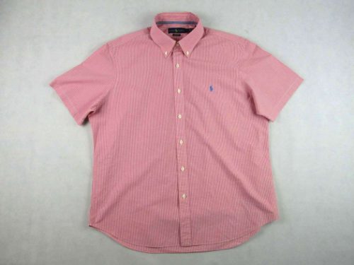 RALPH LAUREN ELEGÁNS FEHÉR-PASZTELL-PIROS APRÓ KOCKÁS RÖVID UJJÚ FÉRFI (XL) ING