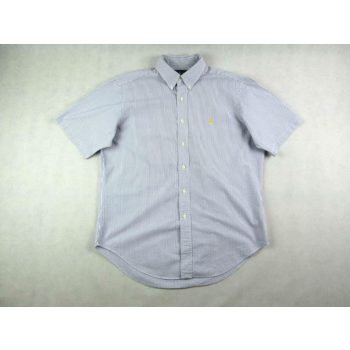   RALPH LAUREN ELEGÁNS RÖVID UJJÚ FÉRFI (L) KÉK-FEHÉR VÉKONY CSÍKOS ING