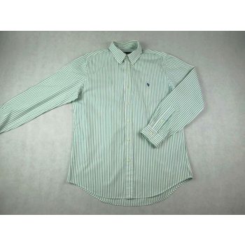   RALPH LAUREN FÉRFI (L) ELEGÁNS HOSSZÚ UJJÚ FEHÉR-ZÖLD VÉKONY CSÍKOS ING
