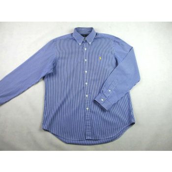   RALPH LAUREN FÉRFI (L) ELEGÁNS HOSSZÚ UJJÚ SÖTÉTKÉK-FEHÉR VÉKONY CSÍKOS ING