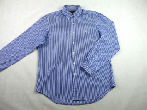 RALPH LAUREN FÉRFI (L) ELEGÁNS HOSSZÚ UJJÚ SÖTÉTKÉK-FEHÉR VÉKONY CSÍKOS ING