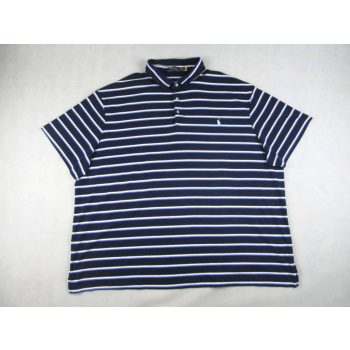   RALPH LAUREN FÉRFI (4XL / 5XL) RÖVID UJJÚ SÖTÉTKÉK-FEHÉR CSÍKOS GALLÉROS PÓLÓ