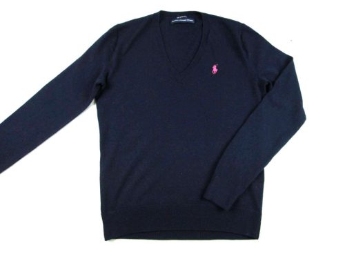 RALPH LAUREN NŐI (S / M) SÖTÉTKÉK GYAPJÚ PULÓVER