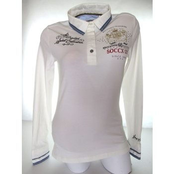   SOCCX (CAMP DAVID) ELEGÁNS RUGALMAS NŐI (S) HOSSZÚ UJJÚ FEHÉR GALLÉROS PÓLÓ