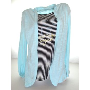   SOCCX (CAMP DAVID) SPORTOS ELEGÁNS NŐI (M) CSÍKOS VILÁGOSKÉK KIS KARDIGÁN