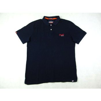   SUPERDRY FÉRFI (XL / L) ELEGÁNS RÖVID UJJÚ SÖTÉTKÉK GALLÉROS PÓLÓ